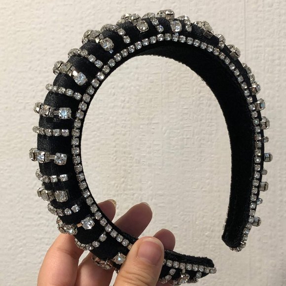 Accessories - Hand Made Silver Jeweled Oversized Head Band